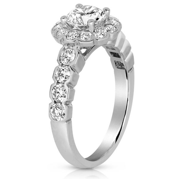 18K White Gold Flower Halo Engagement Ring Image 2 SVS Fine Jewelry Oceanside, NY