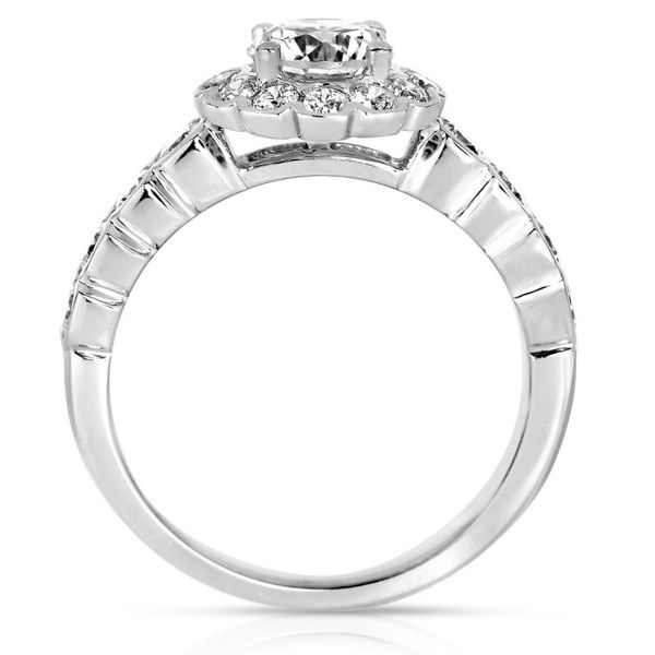 18K White Gold Flower Halo Engagement Ring Image 3 SVS Fine Jewelry Oceanside, NY