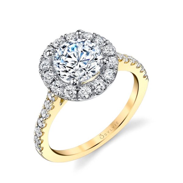 Sylvie Collection Jacalyn Diamond Halo Engagement Ring SVS Fine Jewelry Oceanside, NY