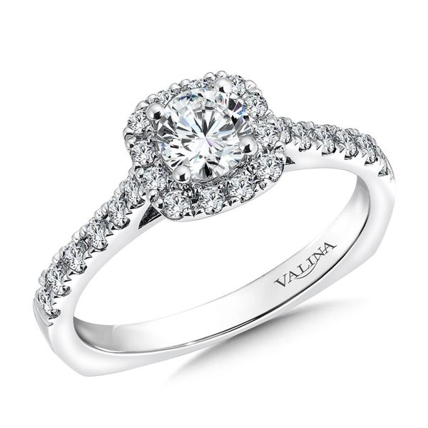 Valina 14K White Gold Cushion Halo Engagement Ring SVS Fine Jewelry Oceanside, NY