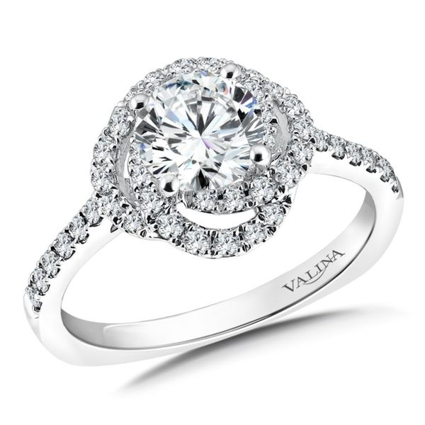 Valina 14K White Gold Swirl Halo Engagement Ring Image 2 SVS Fine Jewelry Oceanside, NY