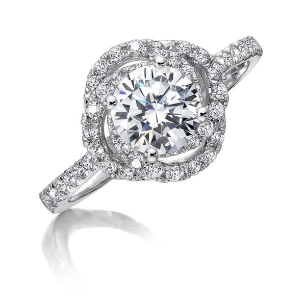 Valina 14K White Gold Swirl Halo Engagement Ring SVS Fine Jewelry Oceanside, NY