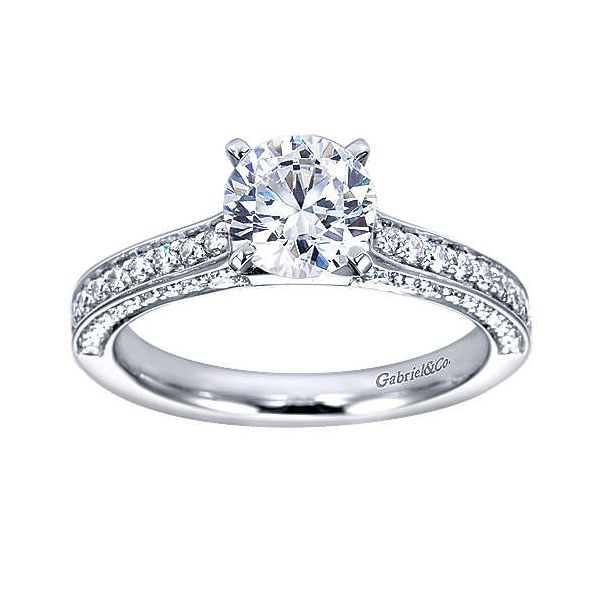 Gabriel & Co. 14K White Gold Contemporary Style Engagement Ring with 0.42cttw Round Diamonds Size 6.5 Image 5 SVS Fine Jewelry Oceanside, NY