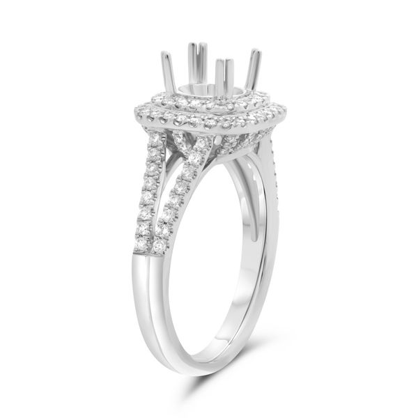 White Gold Split Shank Double Halo Diamond Engagement Ring Image 3 SVS Fine Jewelry Oceanside, NY
