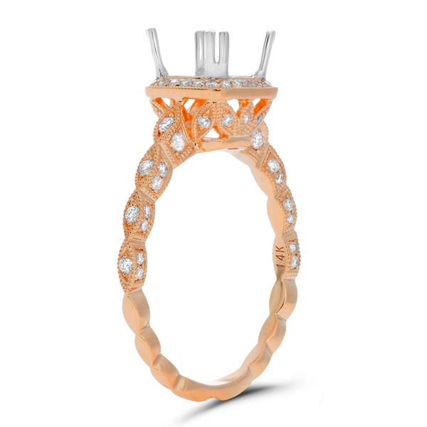14K Rose Gold Cushion Halo Engagement Ring Image 2 SVS Fine Jewelry Oceanside, NY