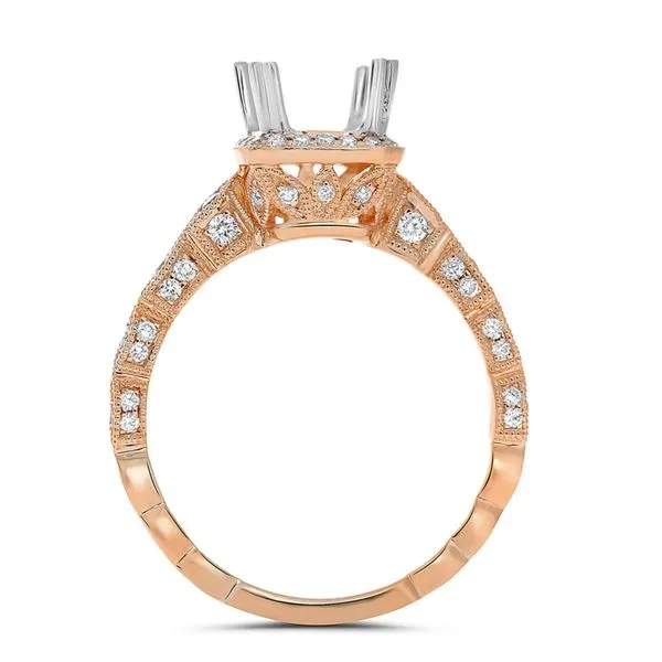 14K Rose Gold Cushion Halo Engagement Ring Image 3 SVS Fine Jewelry Oceanside, NY