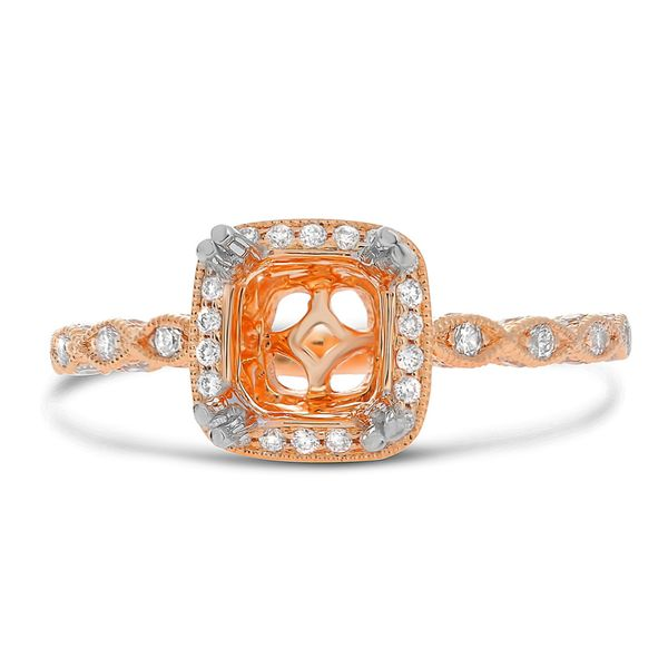 14K Rose Gold Cushion Halo Engagement Ring SVS Fine Jewelry Oceanside, NY