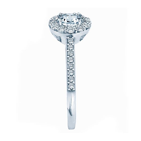 True Romance 14K White Gold Round Halo Engagement Ring Image 3 SVS Fine Jewelry Oceanside, NY