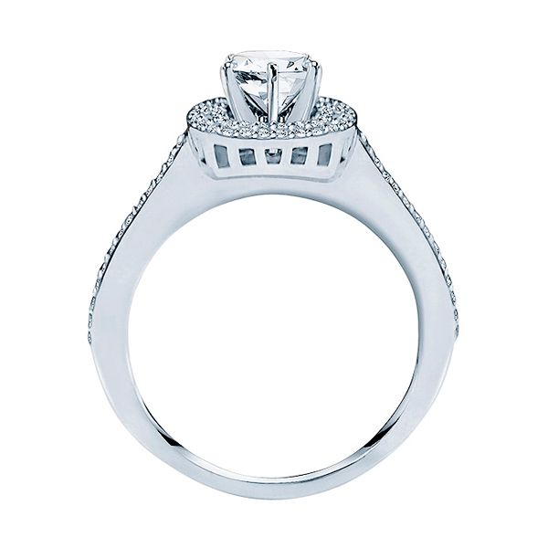 True Romance 14K White Gold Cushion Halo Engagement Ring Image 3 SVS Fine Jewelry Oceanside, NY