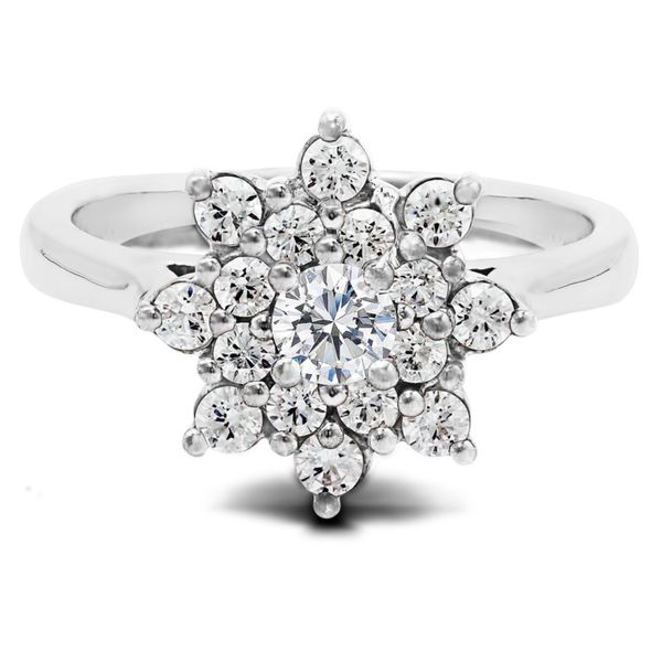 True Romance 14K White Gold Flower Halo Engagement Ring SVS Fine Jewelry Oceanside, NY