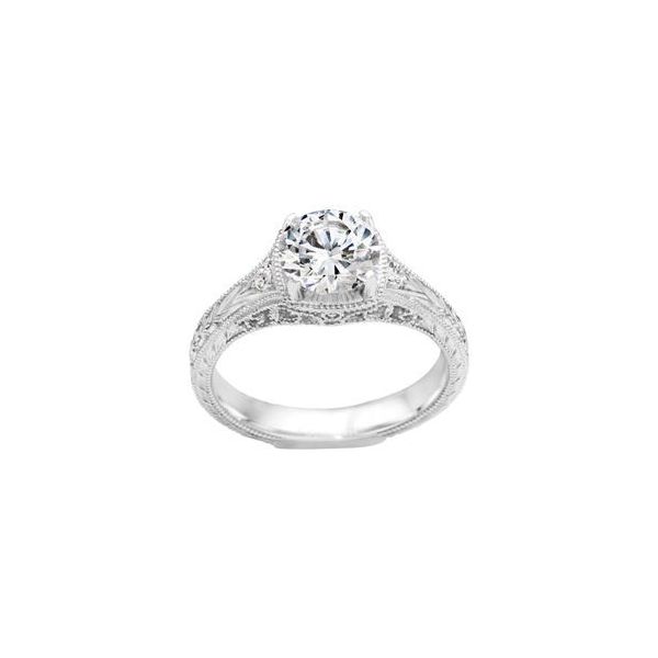 True Romance 14K White Gold Vintage Inspired Engagement Ring SVS Fine Jewelry Oceanside, NY