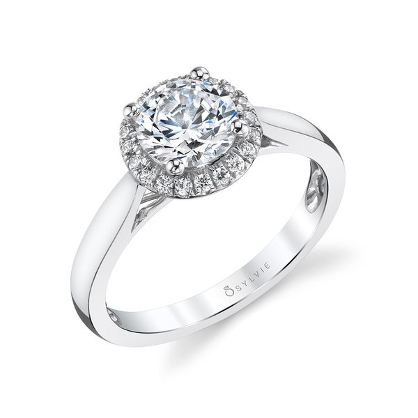 Sylvie 14K White Gold Halo Engagement Ring SVS Fine Jewelry Oceanside, NY