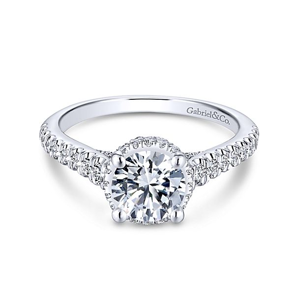 Gabriel & Co Barcelona 14k White Gold Engagement Ring SVS Fine Jewelry Oceanside, NY