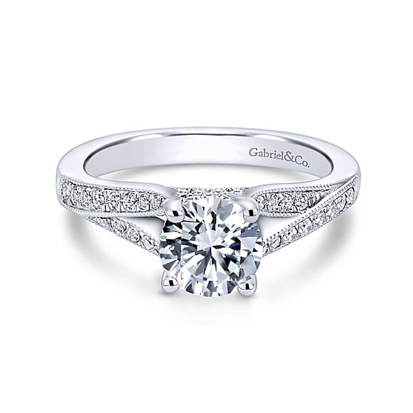 Gabriel & Co Lynley 14k White Gold Engagement Ring SVS Fine Jewelry Oceanside, NY