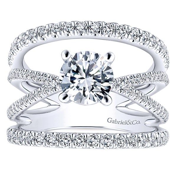 Gabriel & Co Titania 14k White Gold Round Split Shank Engagement Ring 0.82Cttw Size 6.5 For a 1.00Ct 6.5mm Round Center Image 5 SVS Fine Jewelry Oceanside, NY