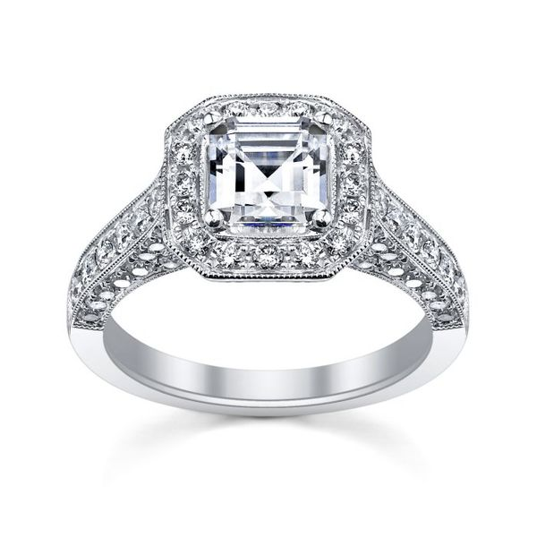 14K White Gold Square Milgrain Engagement Ring, Size 6 SVS Fine Jewelry Oceanside, NY
