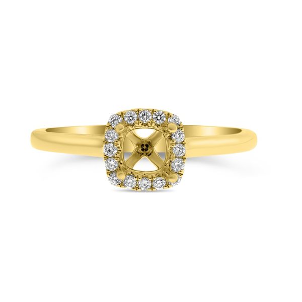 Yellow Gold Cushion Halo Diamond Engagement Ring SVS Fine Jewelry Oceanside, NY