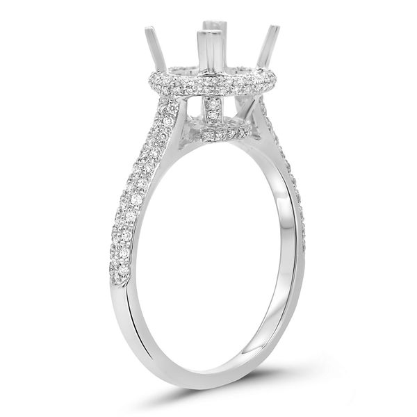 White Gold Round Halo Diamond Engagement Ring Image 3 SVS Fine Jewelry Oceanside, NY