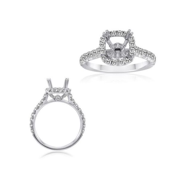 White Gold Round Halo Diamond Engagement Ring SVS Fine Jewelry Oceanside, NY