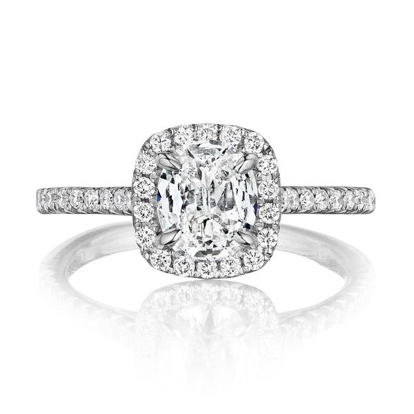 Platinum Diamond Cushion Halo Engagement Ring SVS Fine Jewelry Oceanside, NY