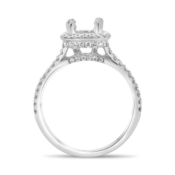 Platinum Cushion Halo Engagement Ring Image 2 SVS Fine Jewelry Oceanside, NY