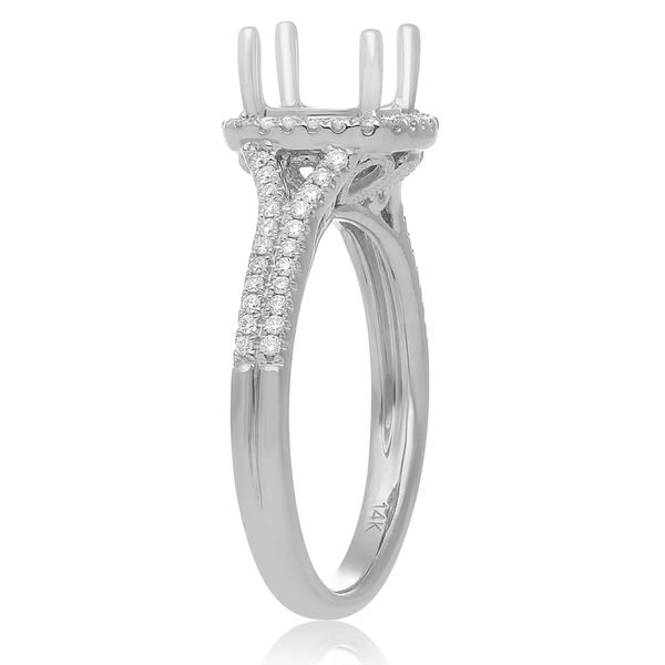 14K White Gold Cushion Halo Engagement Ring Image 2 SVS Fine Jewelry Oceanside, NY
