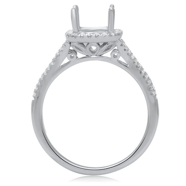 14K White Gold Cushion Halo Engagement Ring Image 3 SVS Fine Jewelry Oceanside, NY