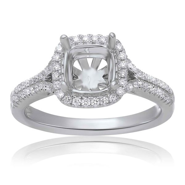 14K White Gold Cushion Halo Engagement Ring SVS Fine Jewelry Oceanside, NY