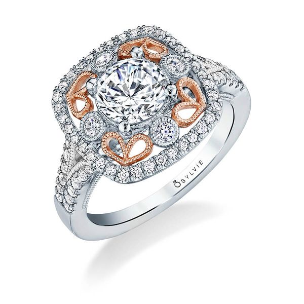 Sylvie Elita Rose & White Gold Engagement Ring SVS Fine Jewelry Oceanside, NY