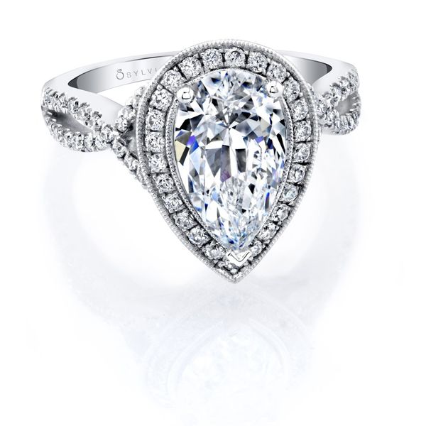 Sylvie Alessandra Pear Cut Spiral Engagement Ring Image 2 SVS Fine Jewelry Oceanside, NY