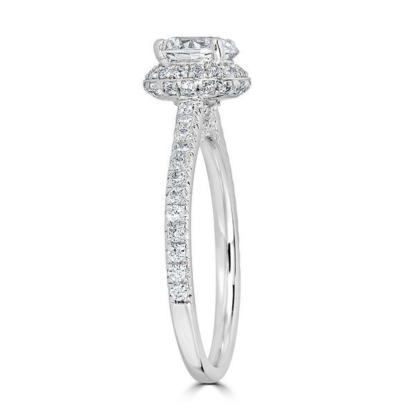 White Gold Diamond Halo Engagement Ring Image 2 SVS Fine Jewelry Oceanside, NY
