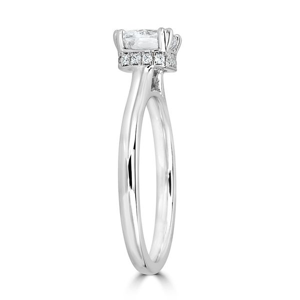White Gold Cushion Under Halo Diamond Engagement Ring Image 2 SVS Fine Jewelry Oceanside, NY