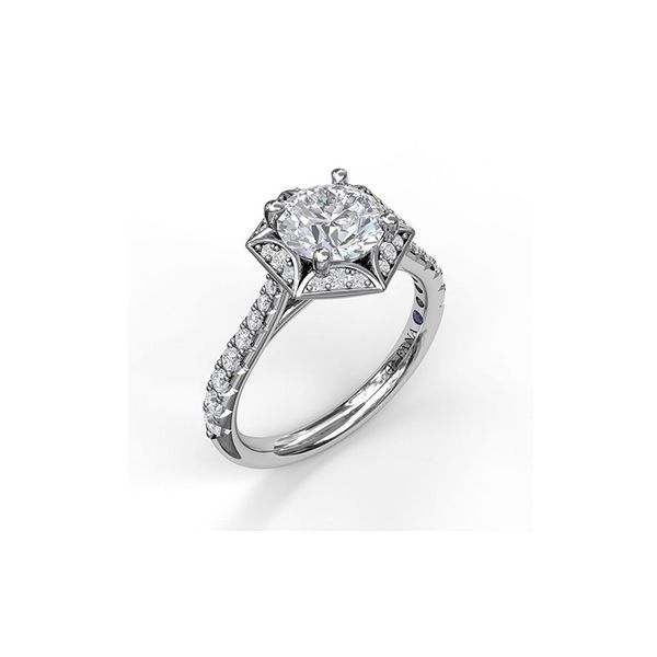 Fana 14K White Gold Halo Engagement Ring SVS Fine Jewelry Oceanside, NY