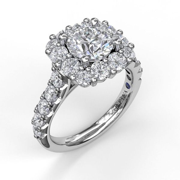 Fana 14K White Gold Halo Engagement Ring SVS Fine Jewelry Oceanside, NY