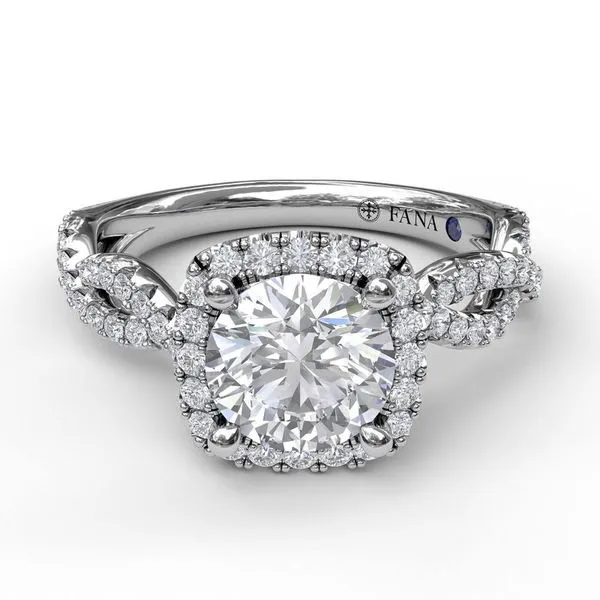 Fana 14K White Gold Halo Engagement Ring SVS Fine Jewelry Oceanside, NY