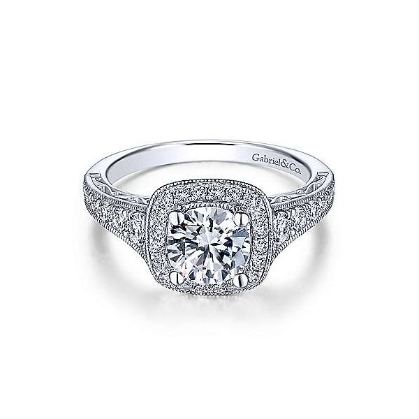 Gabriel & Co. Florence 14K White Gold Engagement Ring SVS Fine Jewelry Oceanside, NY