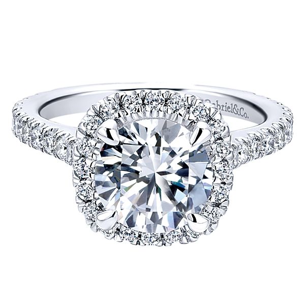 Gabriel & Co. Platinum Round Halo Engagement Ring SVS Fine Jewelry Oceanside, NY