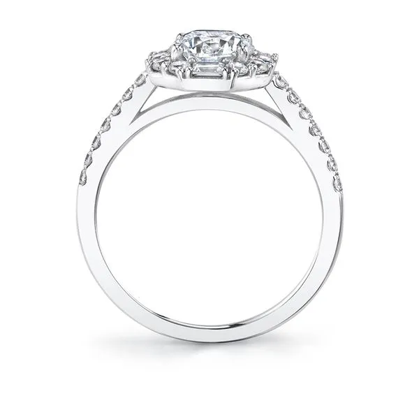 Sylvie Kira 14K White Gold Baguette Halo Engagement Ring Image 2 SVS Fine Jewelry Oceanside, NY