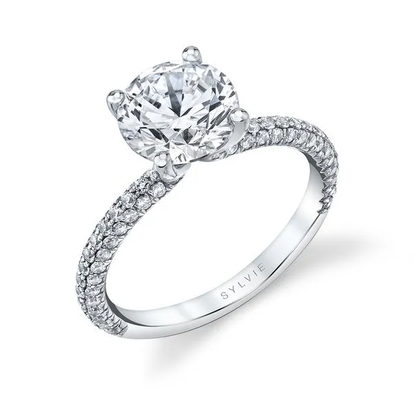 Sylvie Braylin White Gold Classic Pave Engagement Ring SVS Fine Jewelry Oceanside, NY