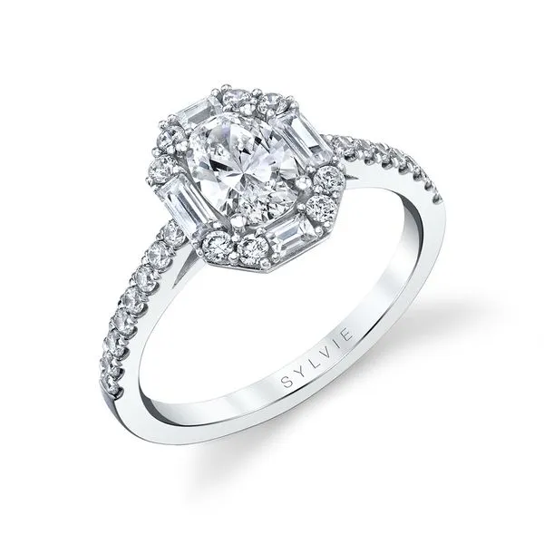Sylvie Presley White Gold Vintage Oval Engagement Ring SVS Fine Jewelry Oceanside, NY