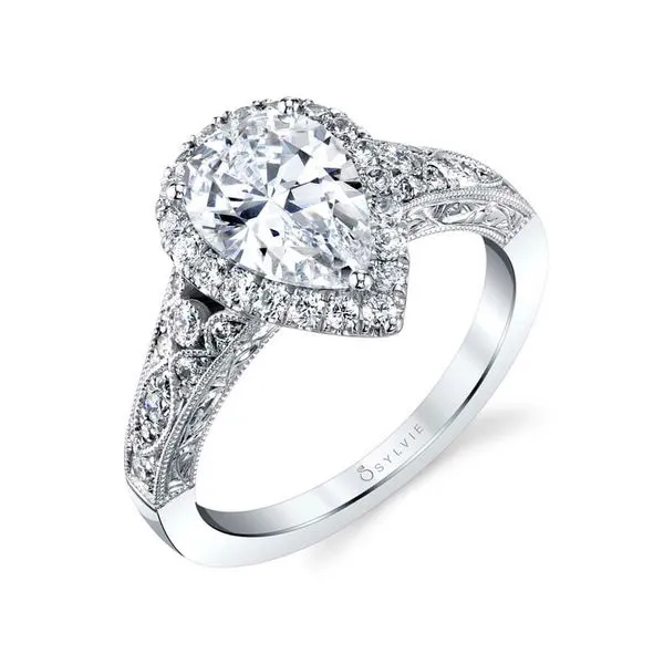 Sylvie White Gold Triple Split Shank Engagement Ring SVS Fine Jewelry Oceanside, NY