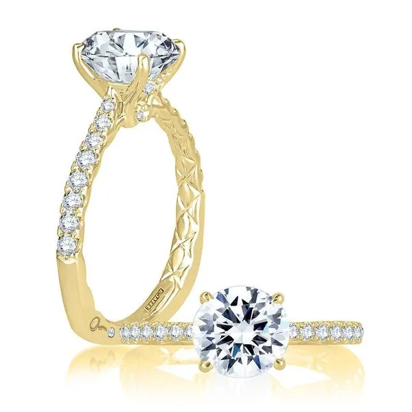 A.Jaffe Yellow Gold Diamond Engagement Ring SVS Fine Jewelry Oceanside, NY