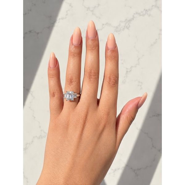 A.Jaffe White Gold Emerald Cut Three Stone Engagement Ring Setting Image 4 SVS Fine Jewelry Oceanside, NY