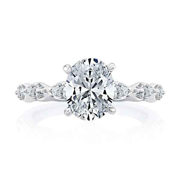 A.JAFFE Oval Engagement Ring Setting with Marquise Side Stones Image 2 SVS Fine Jewelry Oceanside, NY