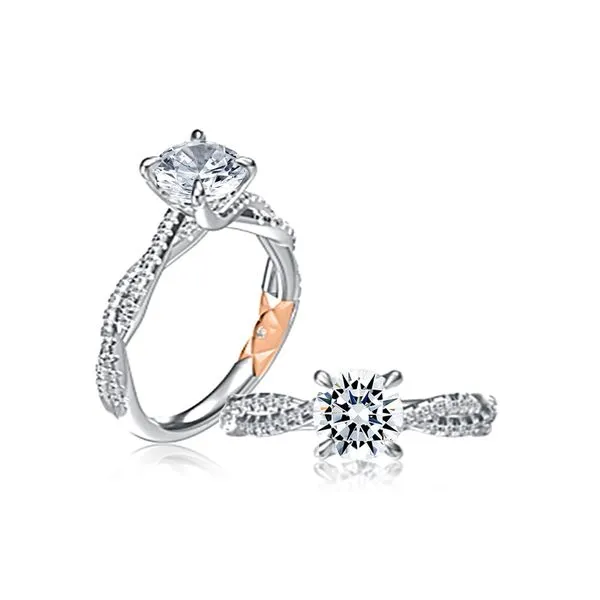 A.Jaffe Twist Shank Diamond Engagement Ring Mounting SVS Fine Jewelry Oceanside, NY