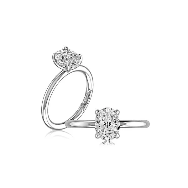 A.Jaffe Oval Under Halo Diamond Engagement Ring Setting SVS Fine Jewelry Oceanside, NY