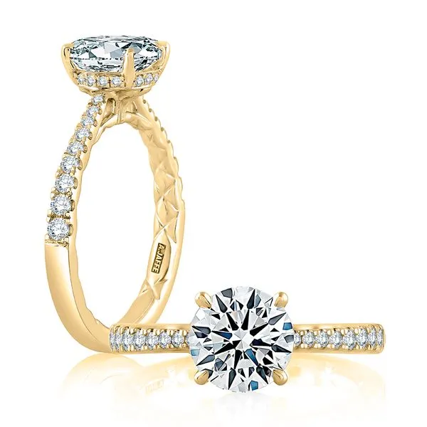 A.Jaffe Yellow Gold Diamond Engagement Ring Mounting SVS Fine Jewelry Oceanside, NY