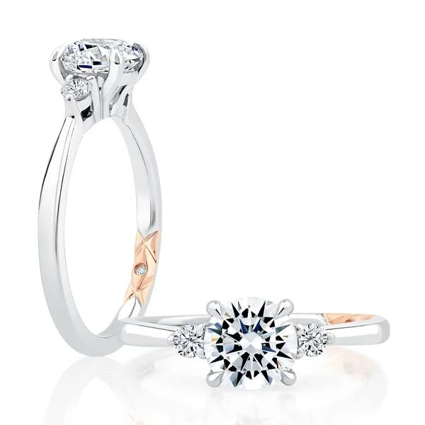 A.Jaffe Three Stone Diamond Engagement Ring Setting SVS Fine Jewelry Oceanside, NY