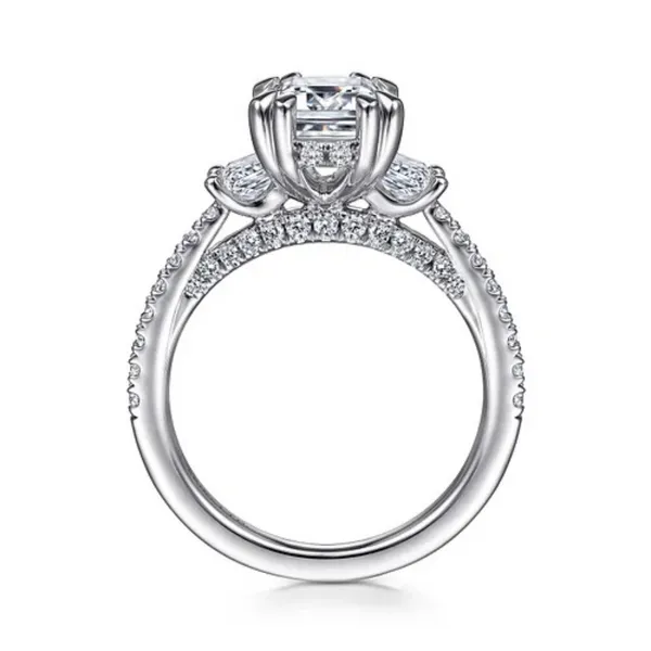 Gabriel & Co. Willow White Gold Three Stone Engagement Ring Setting Image 2 SVS Fine Jewelry Oceanside, NY