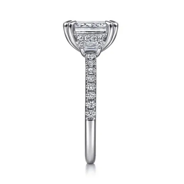 Gabriel & Co. Willow White Gold Three Stone Engagement Ring Setting Image 3 SVS Fine Jewelry Oceanside, NY